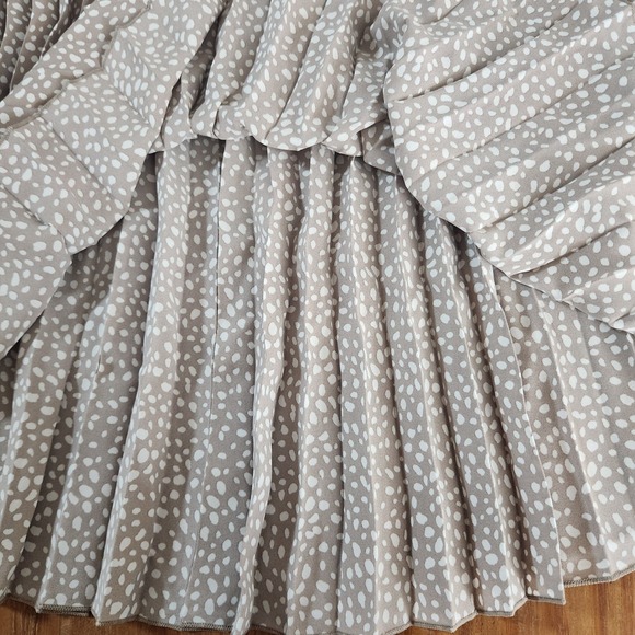 Vince Camuto Beige Polka‎ Dot Pleated Midi Skirt NWT Elastic Waist Pull On XXL - Picture 4 of 9